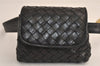 Authentic BOTTEGA VENETA Intrecciato Leather Waist Body Bag Pouch Black 5399M