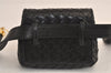 Authentic BOTTEGA VENETA Intrecciato Leather Waist Body Bag Pouch Black 5399M