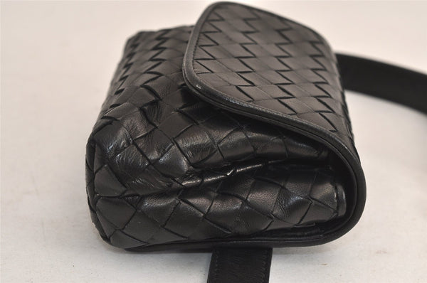 Authentic BOTTEGA VENETA Intrecciato Leather Waist Body Bag Pouch Black 5399M