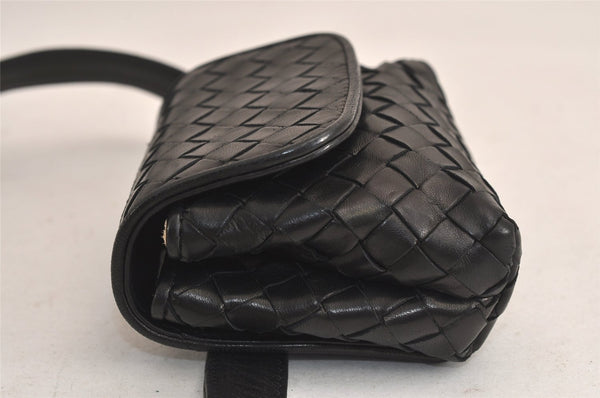 Authentic BOTTEGA VENETA Intrecciato Leather Waist Body Bag Pouch Black 5399M