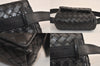 Authentic BOTTEGA VENETA Intrecciato Leather Waist Body Bag Pouch Black 5399M