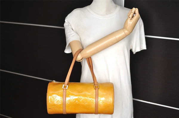 Authentic Louis Vuitton Vernis Bedford Hand Bag Yellow Beige M91006 LV 5400I