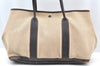 Authentic HERMES Garden Party PM Tote Hand Bag Canvas Leather Beige 5401H