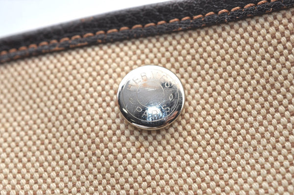 Authentic HERMES Garden Party PM Tote Hand Bag Canvas Leather Beige 5401H