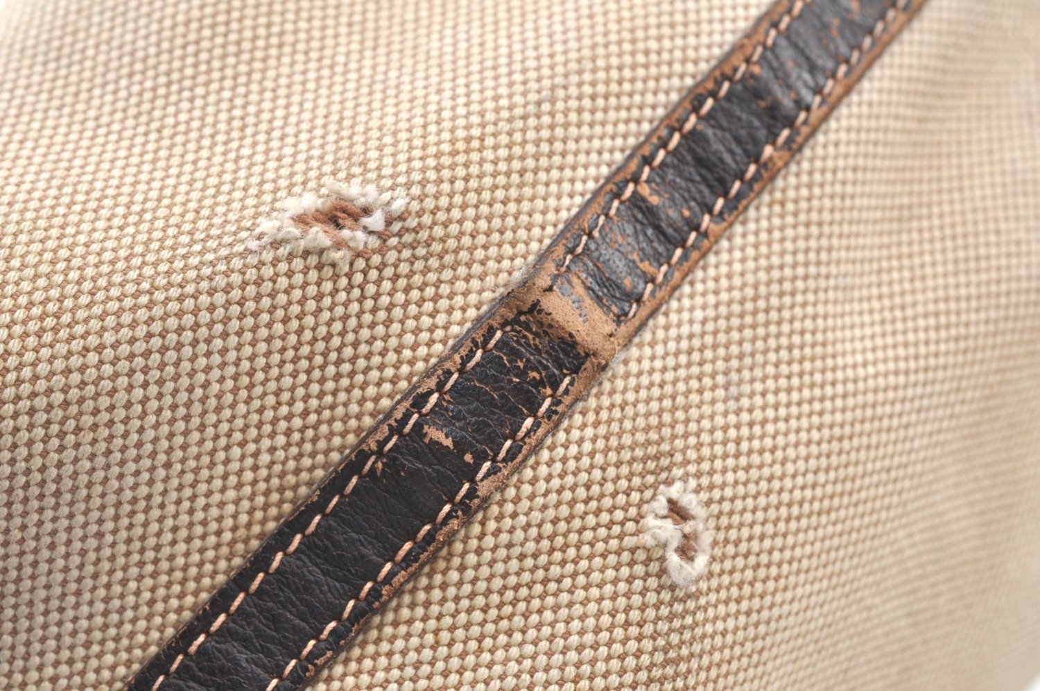 Authentic HERMES Garden Party PM Tote Hand Bag Canvas Leather Beige 5401H