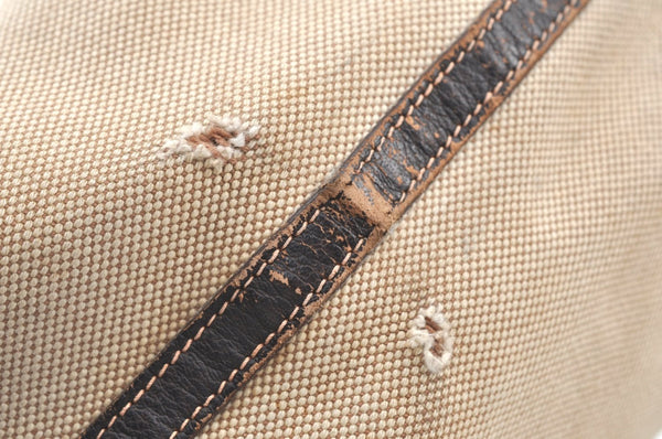 Authentic HERMES Garden Party PM Tote Hand Bag Canvas Leather Beige 5401H