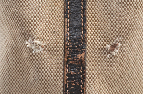 Authentic HERMES Garden Party PM Tote Hand Bag Canvas Leather Beige 5401H