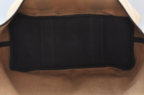 Authentic HERMES Garden Party PM Tote Hand Bag Canvas Leather Beige 5401H