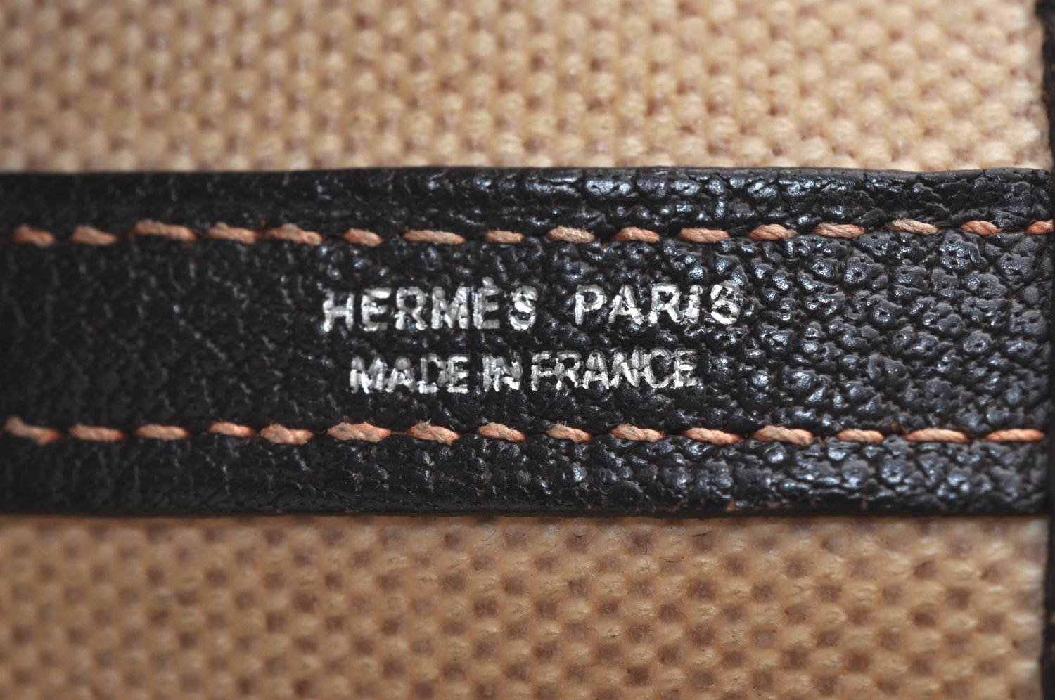 Authentic HERMES Garden Party PM Tote Hand Bag Canvas Leather Beige 5401H