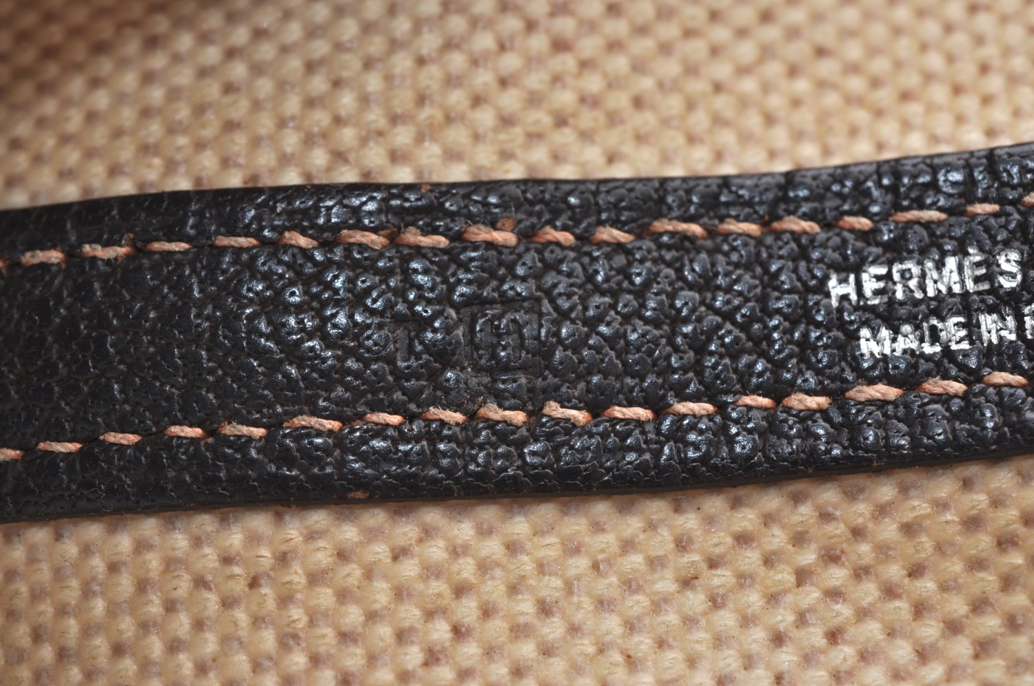 Authentic HERMES Garden Party PM Tote Hand Bag Canvas Leather Beige 5401H