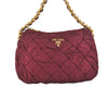 Auth PRADA Nylon Tessuto Leather Chain Shoulder Hand Bag Purse Bordeaux 5402K