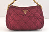 Auth PRADA Nylon Tessuto Leather Chain Shoulder Hand Bag Purse Bordeaux 5402K