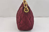 Auth PRADA Nylon Tessuto Leather Chain Shoulder Hand Bag Purse Bordeaux 5402K