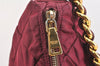 Auth PRADA Nylon Tessuto Leather Chain Shoulder Hand Bag Purse Bordeaux 5402K