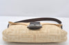 Authentic FENDI Zucca Mamma Baguette Shoulder Bag Canvas Leather Beige 5405K