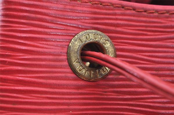 Authentic Louis Vuitton Epi Petit Noe Shoulder Drawstring Bag M44107 Red 5406I