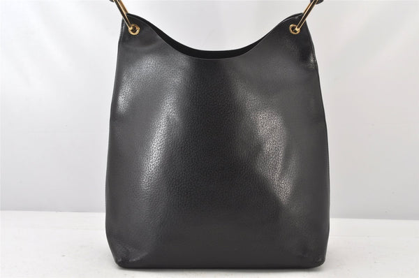 Authentic GUCCI Vintage Bamboo Shoulder Hand Bag Leather Black 5406K