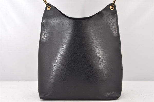 Authentic GUCCI Vintage Bamboo Shoulder Hand Bag Leather Black 5406K
