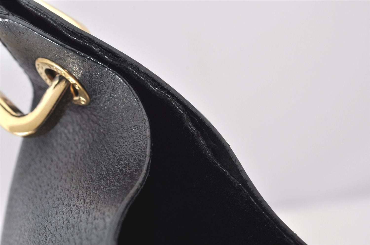Authentic GUCCI Vintage Bamboo Shoulder Hand Bag Leather Black 5406K
