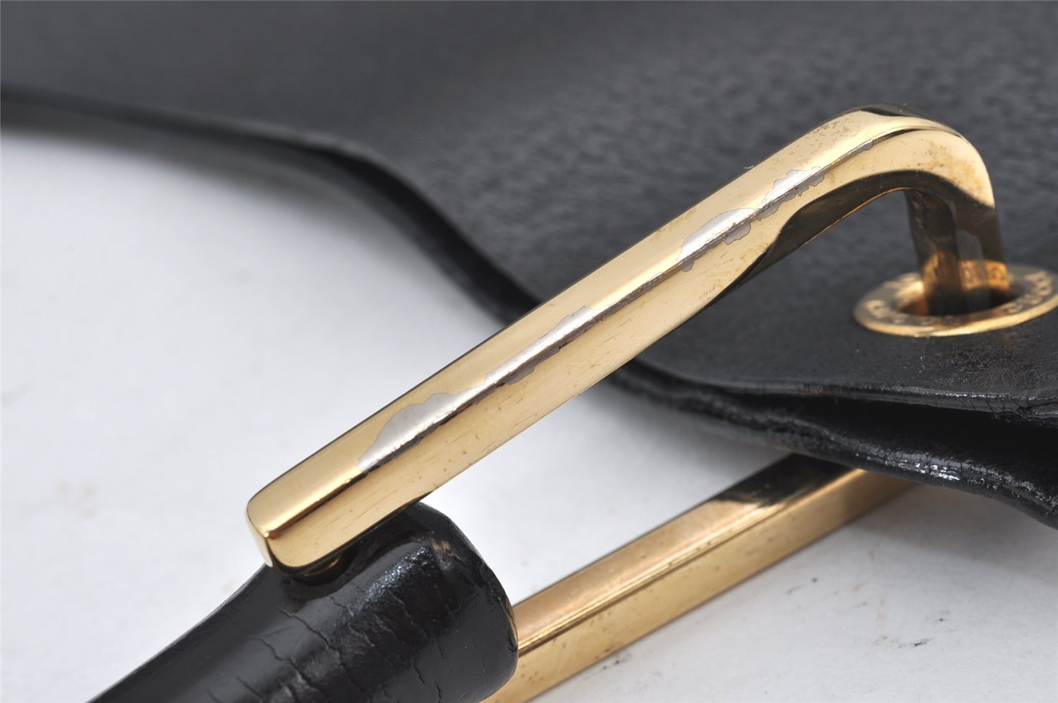 Authentic GUCCI Vintage Bamboo Shoulder Hand Bag Leather Black 5406K