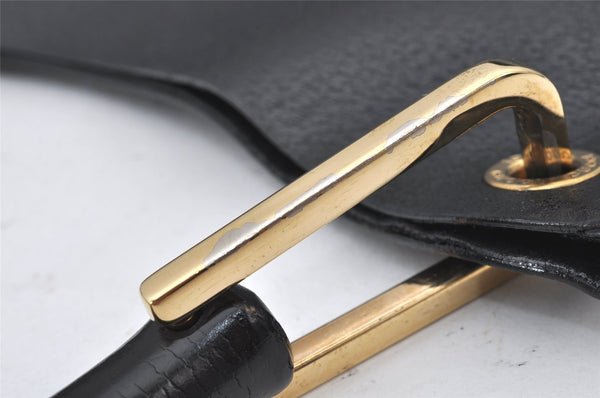 Authentic GUCCI Vintage Bamboo Shoulder Hand Bag Leather Black 5406K