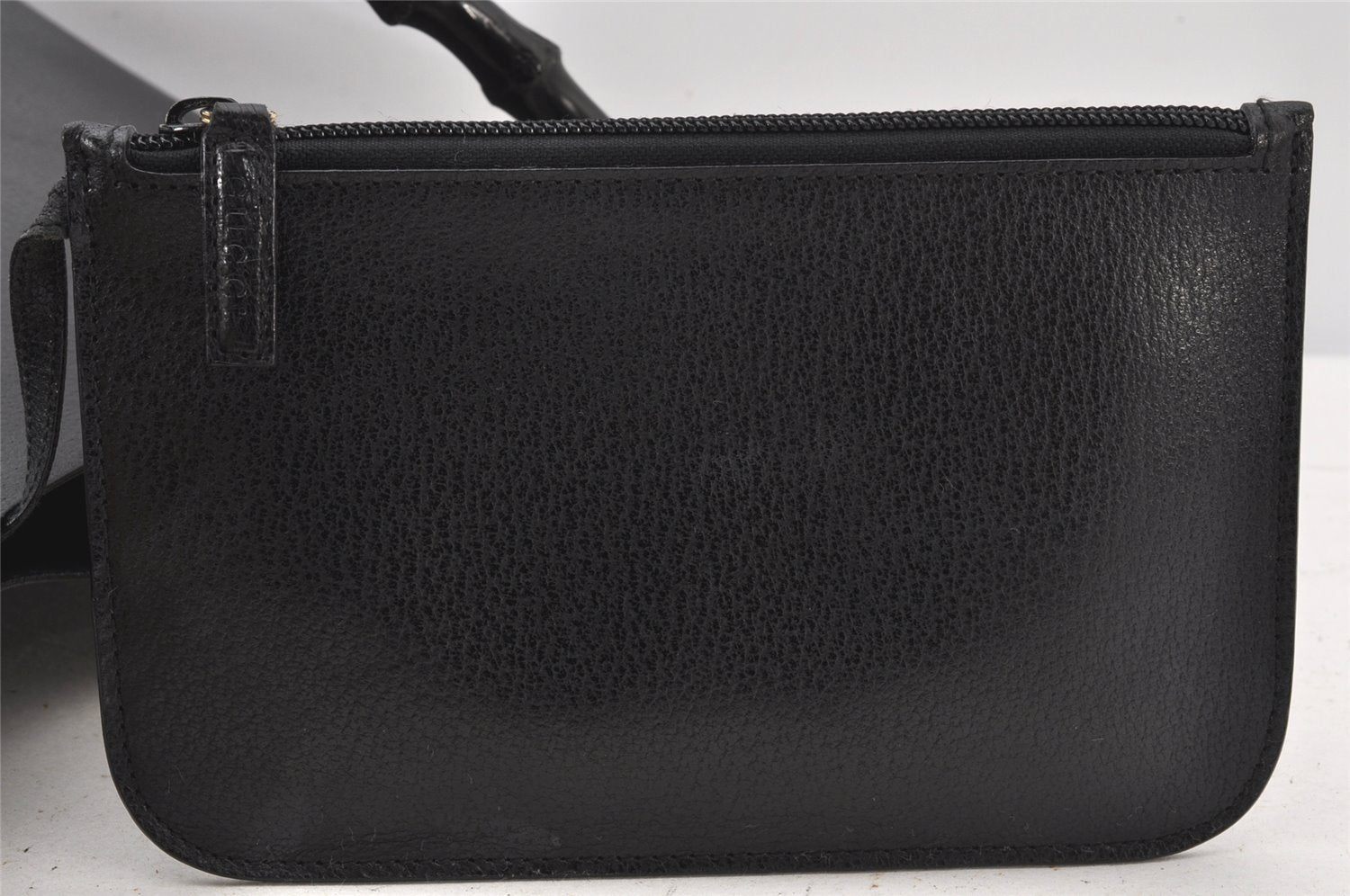 Authentic GUCCI Vintage Bamboo Shoulder Hand Bag Leather Black 5406K