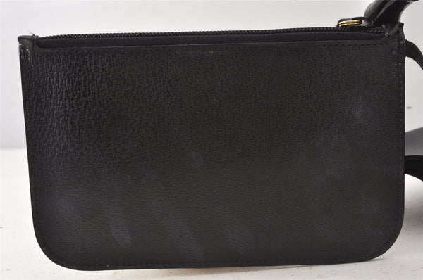 Authentic GUCCI Vintage Bamboo Shoulder Hand Bag Leather Black 5406K