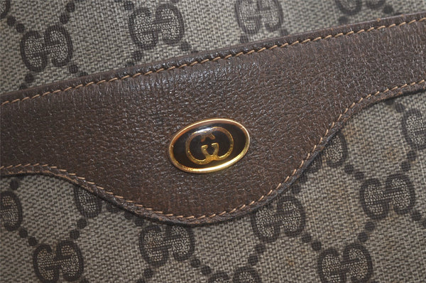 Authentic GUCCI Web Sherry Line Shoulder Tote Bag GG PVC Leather Brown 5407K