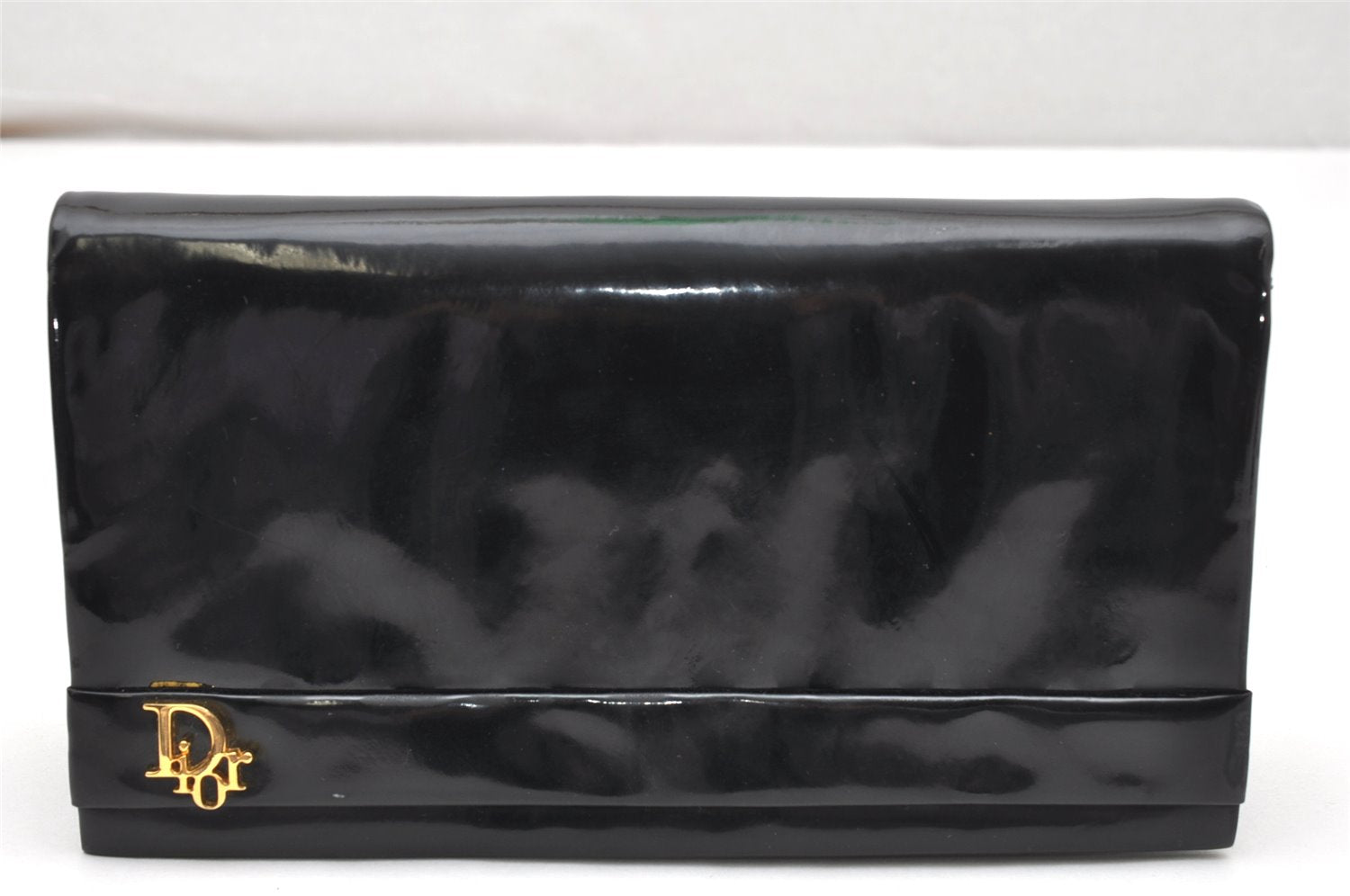 Authentic Christian Dior Vintage Chain Shoulder Bag Purse Enamel Black CD 5408K
