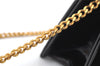Authentic Christian Dior Vintage Chain Shoulder Bag Purse Enamel Black CD 5408K