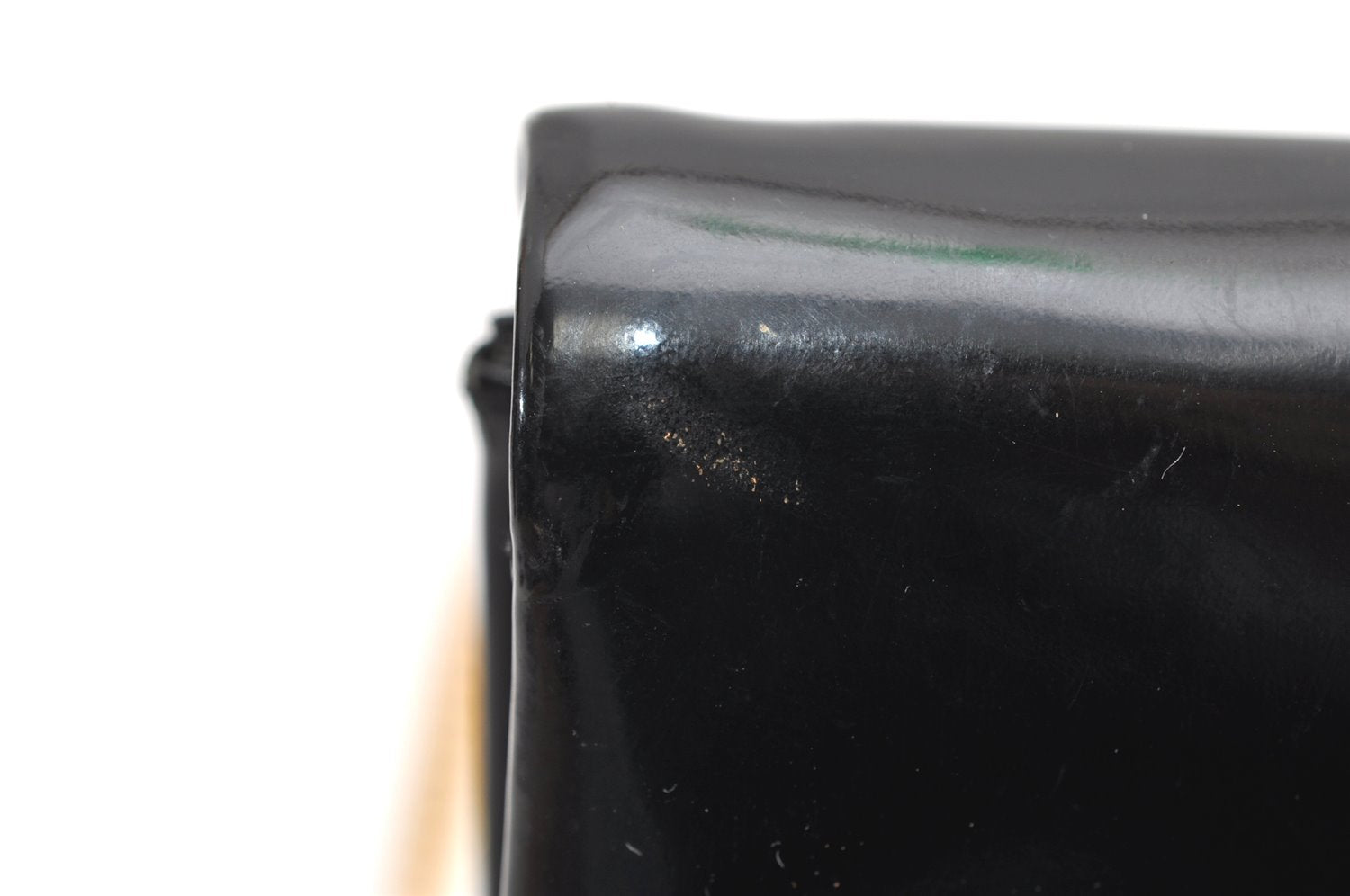 Authentic Christian Dior Vintage Chain Shoulder Bag Purse Enamel Black CD 5408K