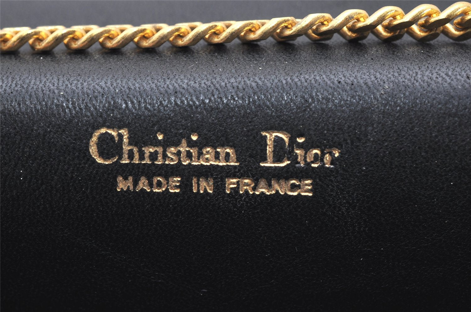 Authentic Christian Dior Vintage Chain Shoulder Bag Purse Enamel Black CD 5408K