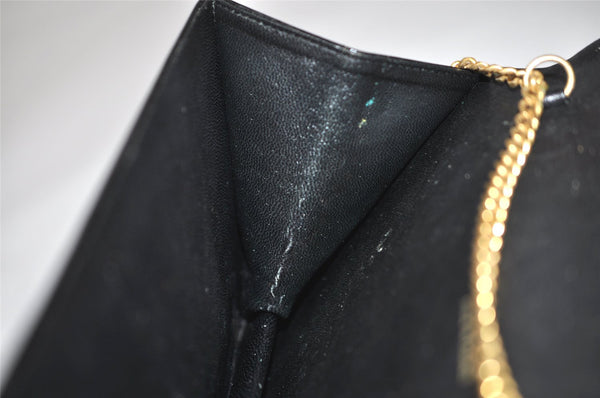 Authentic Christian Dior Vintage Chain Shoulder Bag Purse Enamel Black CD 5408K