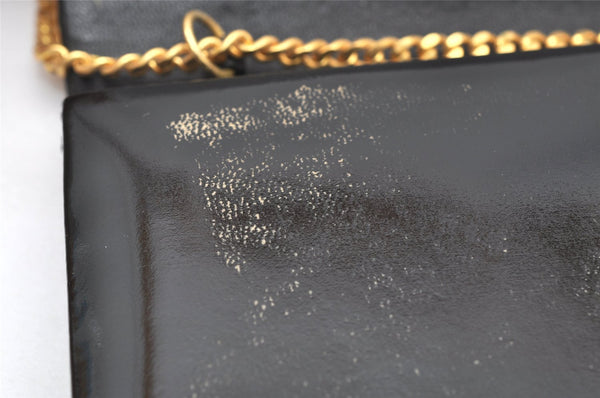 Authentic Christian Dior Vintage Chain Shoulder Bag Purse Enamel Black CD 5408K