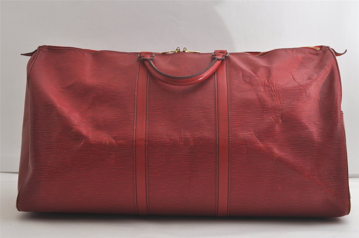 Authentic Louis Vuitton Epi Keepall 55 Boston Travel Bag Red M42957 LV 5411K