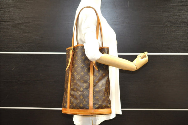 Authentic Louis Vuitton Monogram Bucket GM Shoulder Tote Bag M42236 Junk 5412I
