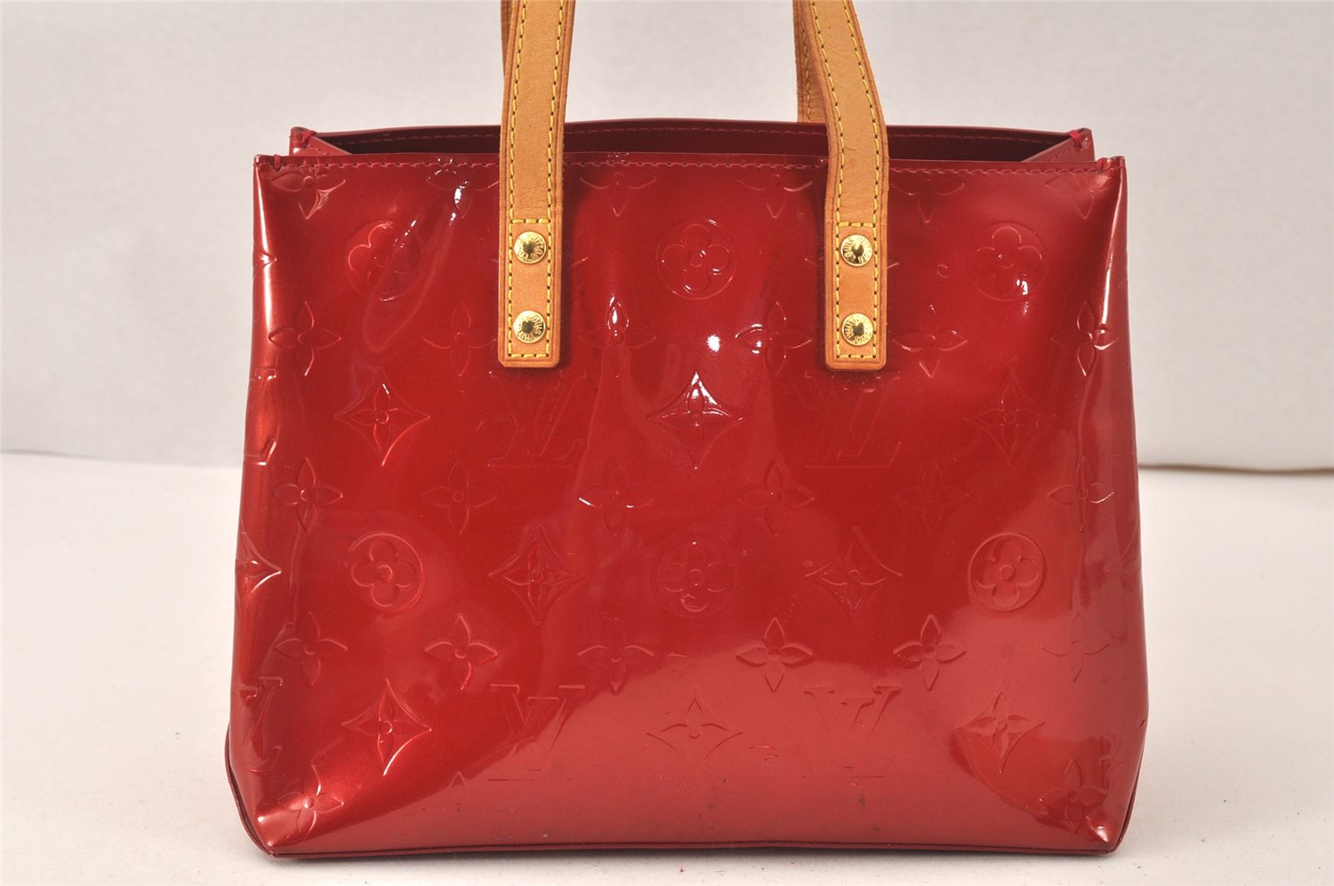 Authentic Louis Vuitton Vernis Reade PM Hand Bag Red M91088 LV 5412K