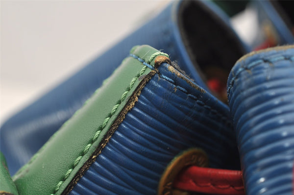 Auth Louis Vuitton Epi Noe Tricolor Red Blue Green M44084 Drawstring Bag 5414I