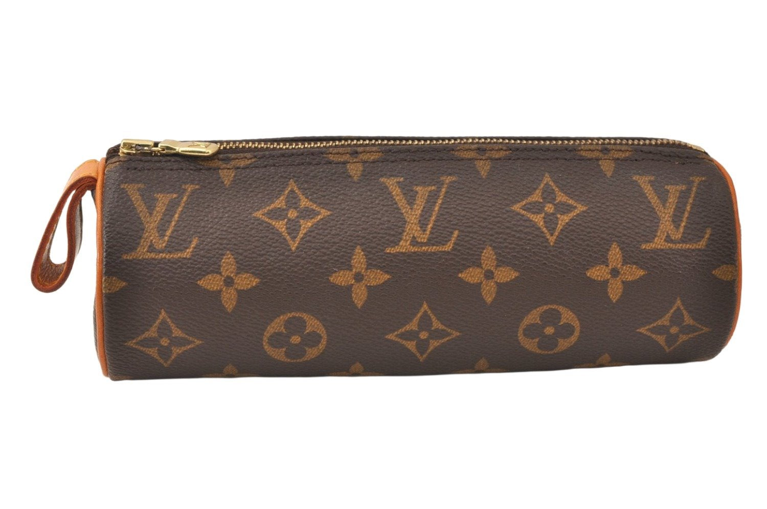 Authentic Louis Vuitton Monogram Trousse Ronde Pen Case Pouch M47630 Junk 5417K