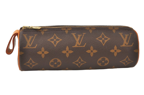 Authentic Louis Vuitton Monogram Trousse Ronde Pen Case Pouch M47630 Junk 5417K