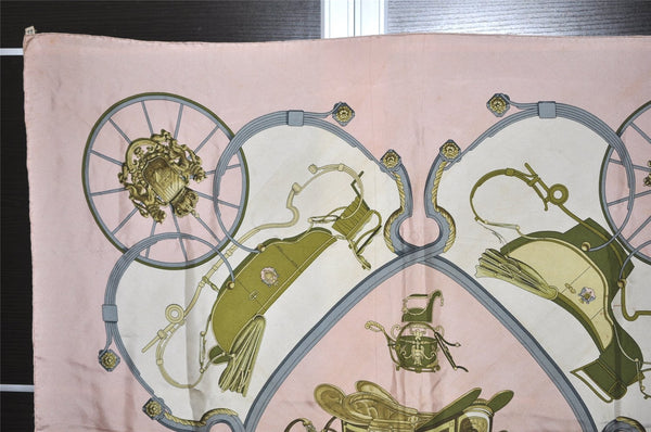 Authentic HERMES Carre 90 Scarf "SPRINGS " Silk Pink 5418K