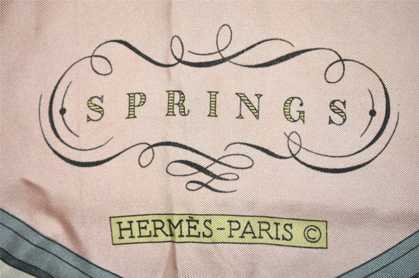 Authentic HERMES Carre 90 Scarf "SPRINGS " Silk Pink 5418K