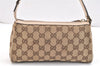 Authentic GUCCI Abbey Hand Bag Pouch Purse GG Canvas Leather 145750 Brown 5419K