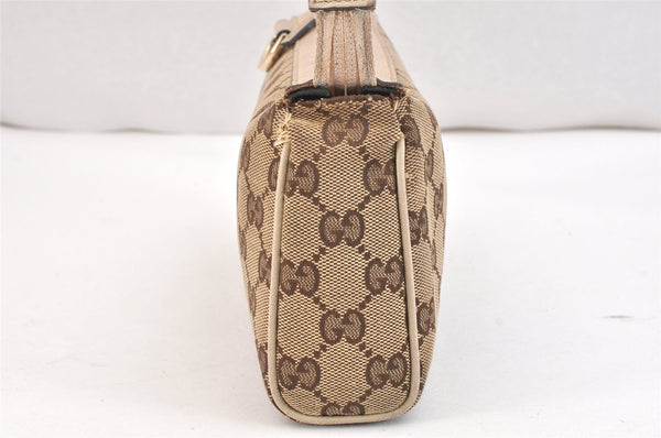 Authentic GUCCI Abbey Hand Bag Pouch Purse GG Canvas Leather 145750 Brown 5419K