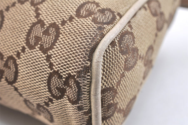 Authentic GUCCI Abbey Hand Bag Pouch Purse GG Canvas Leather 145750 Brown 5419K