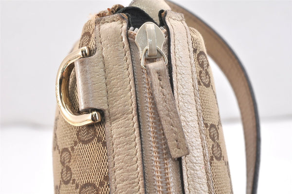 Authentic GUCCI Abbey Hand Bag Pouch Purse GG Canvas Leather 145750 Brown 5419K