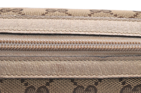 Authentic GUCCI Abbey Hand Bag Pouch Purse GG Canvas Leather 145750 Brown 5419K