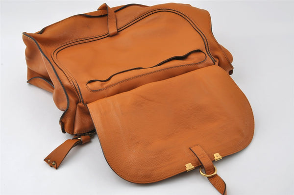 Authentic Chloe Marcie Large Vintage Shoulder Hand Bag Leather Brown 5421I