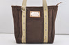Authentic Louis Vuitton Antigua Cabas MM Tote Bag Brown White M80663 LV 5421J