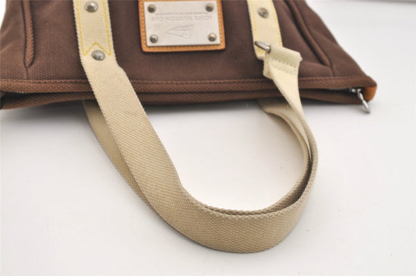 Authentic Louis Vuitton Antigua Cabas MM Tote Bag Brown White M80663 LV 5421J